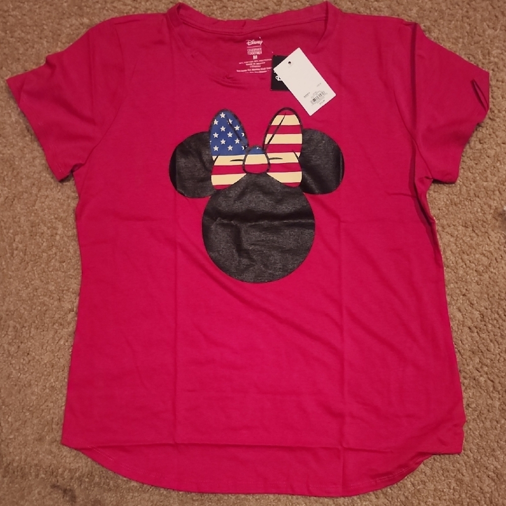Disney Minnie Mouse Pink and Black Short Sleeve Tee